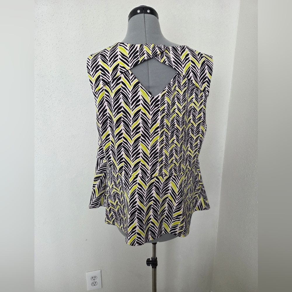 Worthington Black and Yellow Chevron Blouse